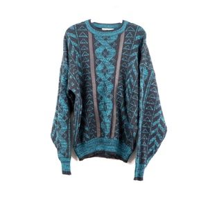 Vintage 90s Streetwear Abstract Print Knit Sweater